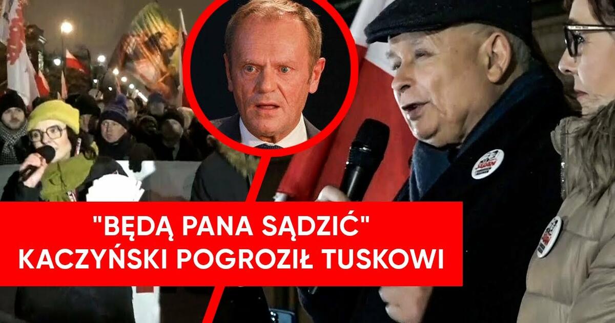 “Będą pana sądzić”. Kaczyński zagroził Tuskowi na proteście PiS