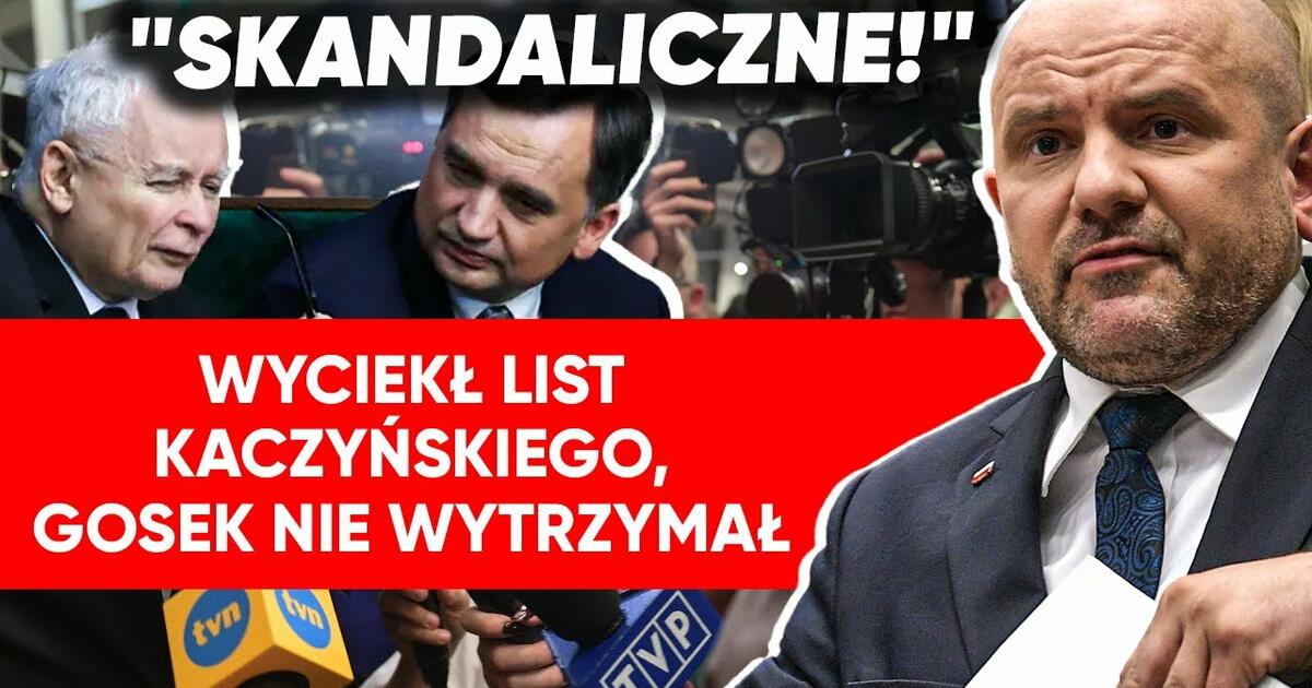 Tajny list Kaczyńskiego. Gosek się oburzył: Powinni iść do pudła!